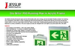 Jessup® Glo Brite® Acrylic and Alumunim Framed Running Man Sign Sell Sheet
