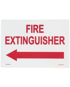 Glo Brite® "Fire Extinguisher" w/left arrow sign, 14"x 10" Photoluminescent letters on red (FS-7520-R-211)